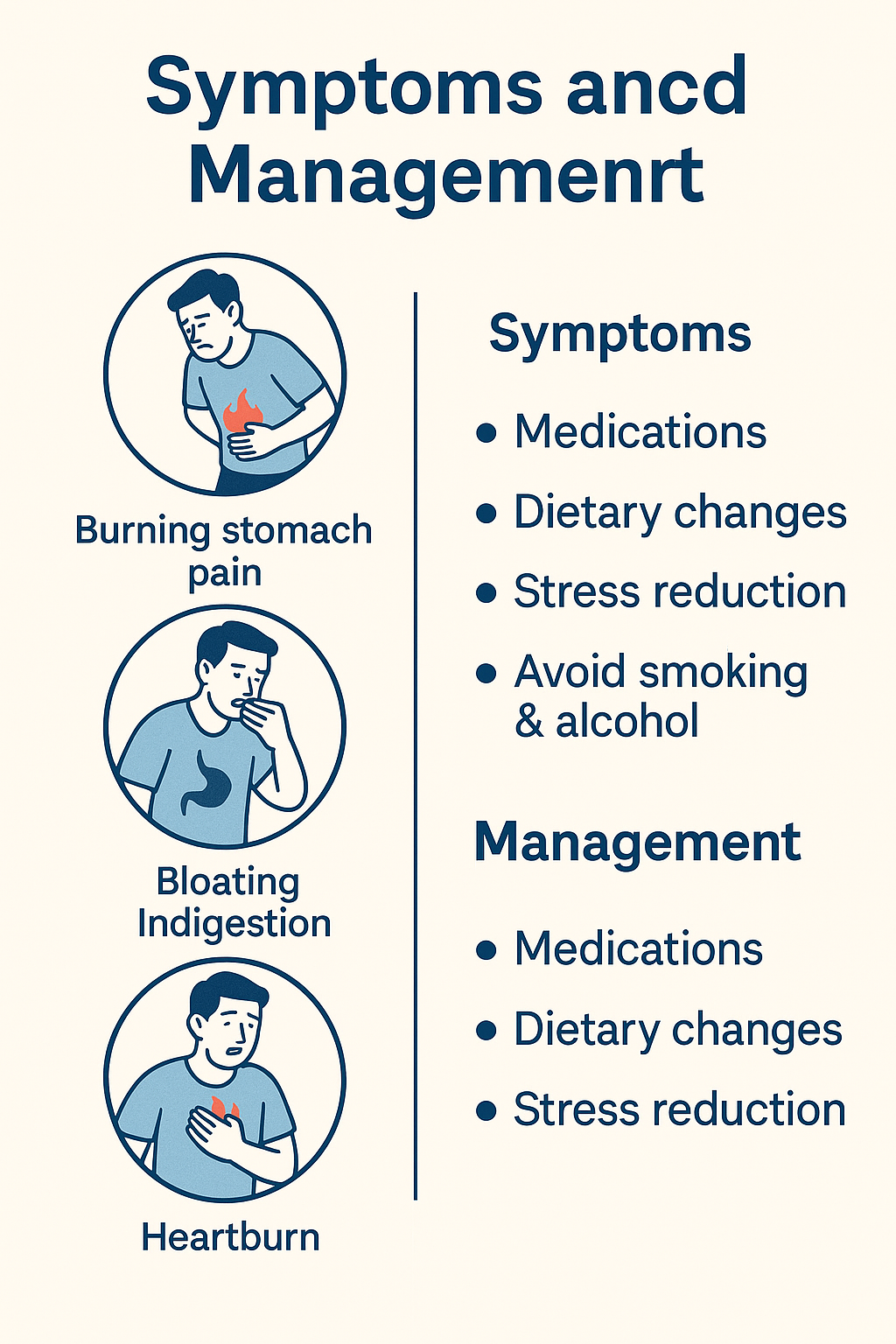 Symptoms and management of peptic ulcer
